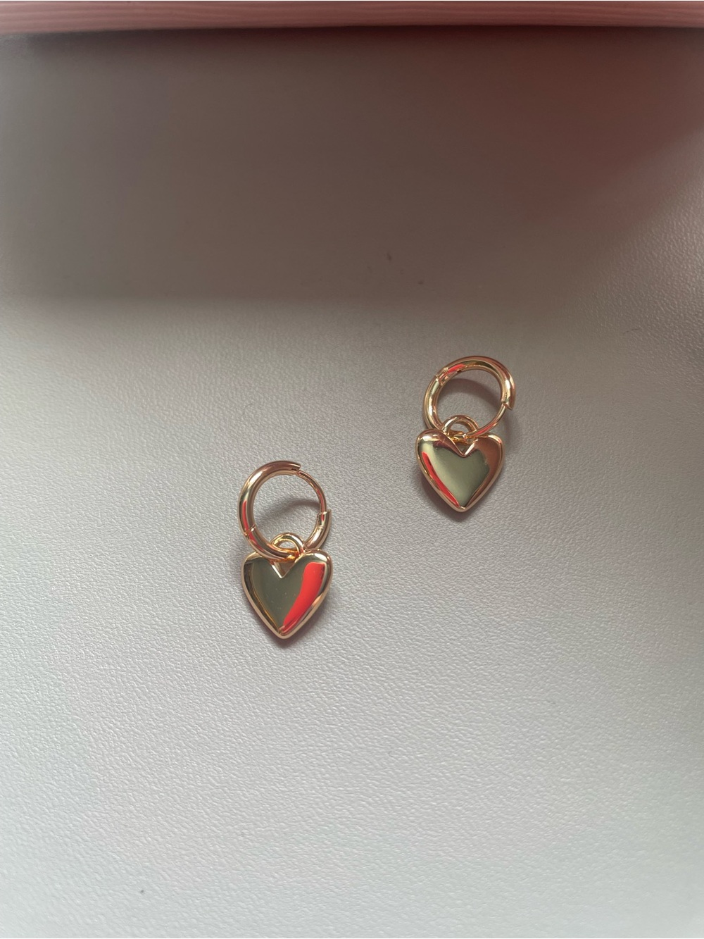 Gold Heart Charm Hoop Earrings - Women Jewelry